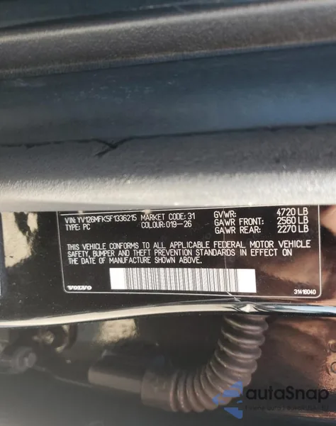 2015 Volvo S60 Premier z USA, uszkodzony, nr VIN YV126MFK5F1336215